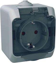 Розетка Schneider Electric CEDAR 2К + С IP44 Gray (WDE000643)