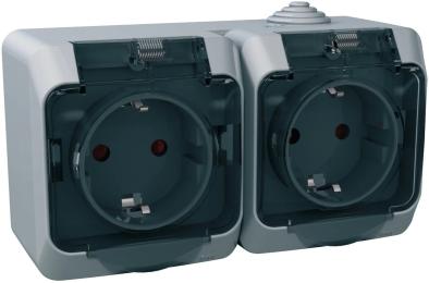 Розетка Schneider Electric CEDAR 2К + З IP44 Gray (WDE000625)