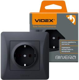Розетка Videx BINERA Black (VF-BNSK1G-BG)
