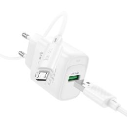 Мережевий зарядний пристрій для телефона Hoco C140A Smart single port White (microUSB)