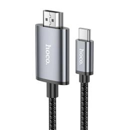 Відео-кабель Hoco UA27 HD on-screen cable Type-C (тато) - HDMI (тато) 2м Metal Gray