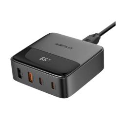 Адаптер живлення для телефона Acefast Z6 PD65W GaN (2xUSB-C + 2xUSB-A) Black