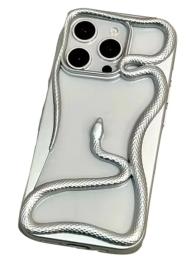 Чохол-накладка Infinity Silicone CaseFashion 3D Snake для Apple iPhone 15 Pro Silver