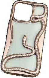 Чохол-накладка Infinity Silicone CaseFashion 3D Snake для Apple iPhone 13 Gold Pink