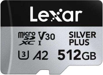 Карта памяті Lexar 512GB microSDXC Professional Silver Plus UHS-I U3 V30 A2 (LMSSIPL512G-BNANG)