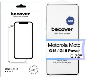 Захисне скло BeCover 10D для Motorola Moto G15/G15 Power Black (713574)