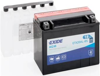 Акумулятор для мотоцикла Exide AGM 18Ah (ETX20HL-BS)