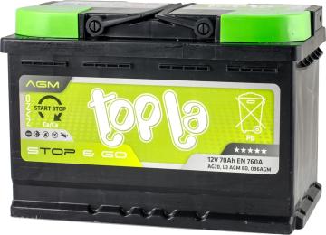 Автомобільний акумулятор Topla AGM (Start-Stop) Topla AGM 6СТ-70 АзЕ (114 070)