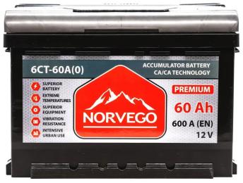 Автомобільний акумулятор NORVEGO ВЕСТА Premium 60A + прав (0) (600 пуск)
