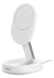 Бездротовий зарядний пристрій Belkin 15W Magnetic Stand Qi2 20W adapter USB-C White (WIA008VFWH)