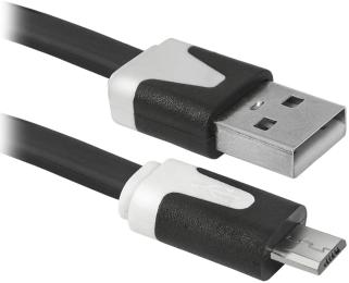 Дата-кабель Defender USB08-03P 1m USB(тато) - microUSB Type B(тато) Black White