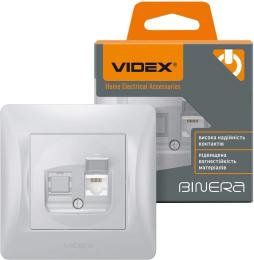 Розетка Videx BINERA CAT6 Silver (VF-BNSK1PC6-SS)