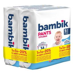 Підгузки Bambik (4823071664003) Трусики 12-17 кг Розмір 5 2 х 34 шт