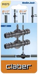 Трійник Claber (910730000) 16мм для крапельної трубки 1/4 (2шт)