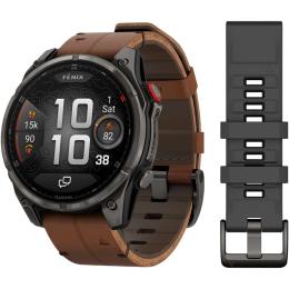 Смарт-годинник Garmin Fenix 8 Pro 47 mm Carbon Gray DLC Titanium with Chestnut Leather Band (010-03198-40)