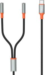 Аудіо-кабель XO NB-R269B 2 x mini-jack 3.5mm (мама)  -  USB Type-C (тато) 1 m Black