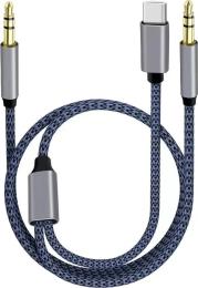 Аудіо-кабель XoKo XK-MH-270 3.5mm mini-jack (тато)  -  3.5mm mini-jack/USB Type-C (тато) 1.2m Blue