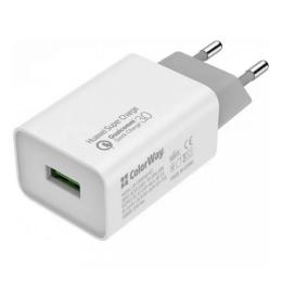 Адаптер живлення для телефона ColorWay CW-CHS014Q-WT White (1 USB Huawei Super Charge/Quick Charge 3.0, 4A 20W )