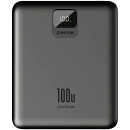 Зовнішній портативний акумулятор Canyon PB-2008 20000 mAh Dark Gray PD100W (CNE-CPB2008DG)