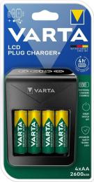 Зарядний пристрій для акумуляторів AA, AAA Varta Lcd Plug Charger 4хNI MH AA2600 мА