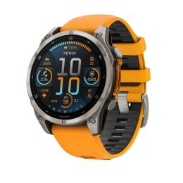 Смарт-годинник Garmin Fenix 8 47mm AMOLED Sapphire Titanium w. Spark Orange/Graphite Silicone Band (010-02904-10/11)