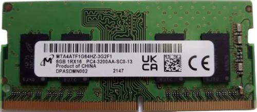 Оперативна память Micron 8GB SO-DIMM DDR4 3200 MHz CL22 (MTA4ATF1G64HZ-3G2F1)
