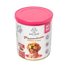 Вологий корм для собак Pet Chef Chunks in Jelly 800 г з яловичиною