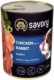 Корм вологий Savory Dog All breeds Puppy Chicken rich in Rabbit паштет для цуценят усіх порід з кроликом 400 г