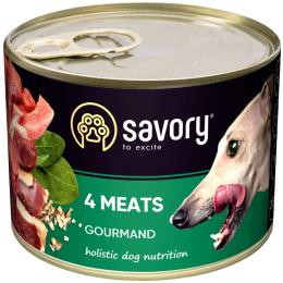 Корм вологий Savory Dog Gourmand 4 meats паштет для дорослих собак усіх порід з чотирма видами мяса 200 г