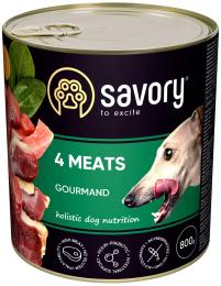 Корм вологий Savory Dog Gourmand 4 meats паштет для дорослих собак усіх порід з чотирма видами мяса 800 г