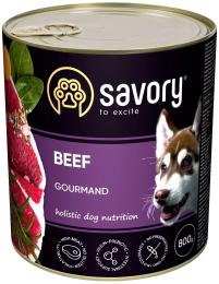 Корм вологий Savory Dog Gourmand Beef паштет для дорослих собак усіх порід з яловичиною 800 г