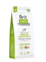 Корм сухий Brit Care Dog Sustainable Adult Medium Breed для дорослих собак середніх порід з куркою та комахами 12 кг