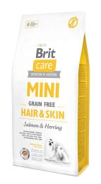 Корм сухий Brit Care Grain Free Mini Hair Skin для собак мніатюрних порід для шкіри та шерсті з лососем та оселедцем 7 кг