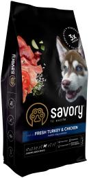Корм сухий Savory Junior Large rich in Fresh Turkey and Chicken для молодих собак великих порід від 25 кг зі свіжою індичкою та куркою 12 кг