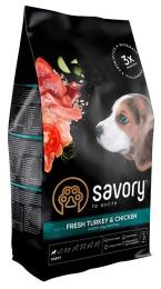 Корм сухий Savory Puppy rich in Fresh Turkey and Chicken для цуценят всіх порід зі свіжою індичкою і куркою 1 кг