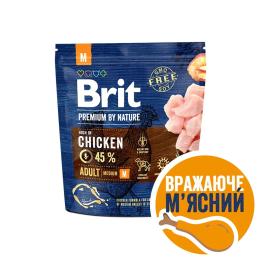 Корм сухий Brit Premium Dog Adult M для дорослих собак середніх порід вагою 10-25 кг з куркою 1 кг
