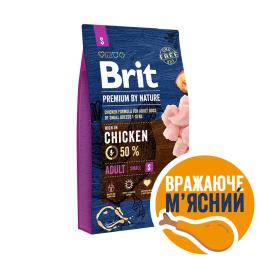 Корм сухий Brit Premium Dog Adult S для дорослих собак дрібних порід вагою 1-10 кг з куркою 8 кг