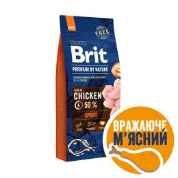 Корм сухий Brit Premium Dog Sport для дорослих собак усіх порід з високими витратами енергії з куркою 15 кг