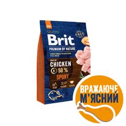 Корм сухий Brit Premium Dog Sport для дорослих собак усіх порід з високими витратами енергії з куркою 3 кг