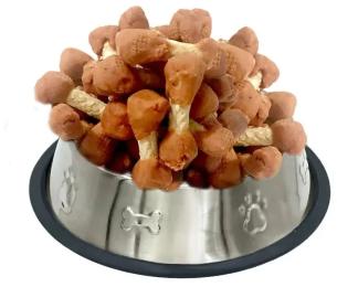 Ласощі для собак Lucky Star Гантельки з мяcoм качки на пресованій кістці з сиромятної шкіри 6 см в тубі 500 г (4820112458362)