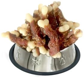 Ласощі для собак Lucky Star Кальцієва кістка в обгортці з качиного вяленого мяса 6.5 см в тубі 500 г (4820144302411)