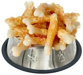 Ласощі для собак Lucky Star Кальцієва кістка в обгортці з курячого вяленого мяса 6.5 см 200 г (4820144303456)