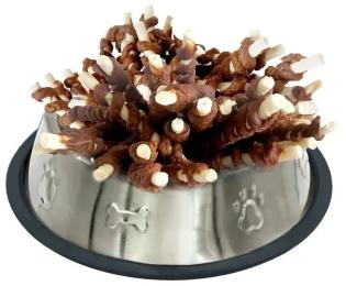 Ласощі для собак Lucky Star Качине вялене мясо на великій кальцінованій паличці 13 см 200 г (4820144301254)