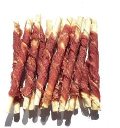 Ласощі для собак Lucky Star Качине вялене мясо на кальцінованій паличці 12.5 см 500 г (4820144201011)