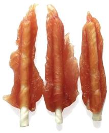 Ласощі для собак Lucky Star Мяке куряче вялене мясо на жувальній паличці з сиромятної шкіри 12 см 500 г (4820144302220)