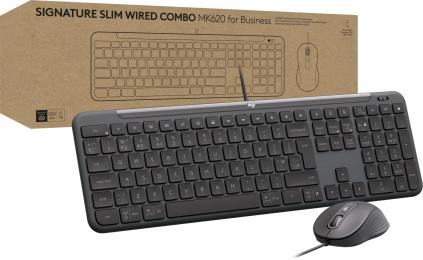 Комплект клавіатура та миша Logitech Signature Slim MK620 Wired Combo for Business Graphite (920-013349)