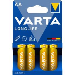 Батарейка Varta Longlife AA BLI 4 Alkaline АА, 4 шт (04106101414)