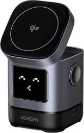 Бездротовий зарядний пристрій Ugreen W709 2-in-1 Robot Wireless Charger for iPhone&amp;AirPods Gray