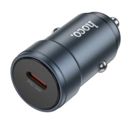 Автомобільний адаптер для телефона Hoco Z57 Glorious single-port PD30W car charger Metal Gray