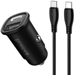 Автомобільний зарядний пристрій для телефона Proove Flash 30W (Type-C + USB) + Cable Type-C to Type-C Black